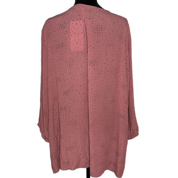 NWT Ulla Popken Galaxy Print Smocked Bodice Tie Neck Blouse 2X - Picture 3 of 9